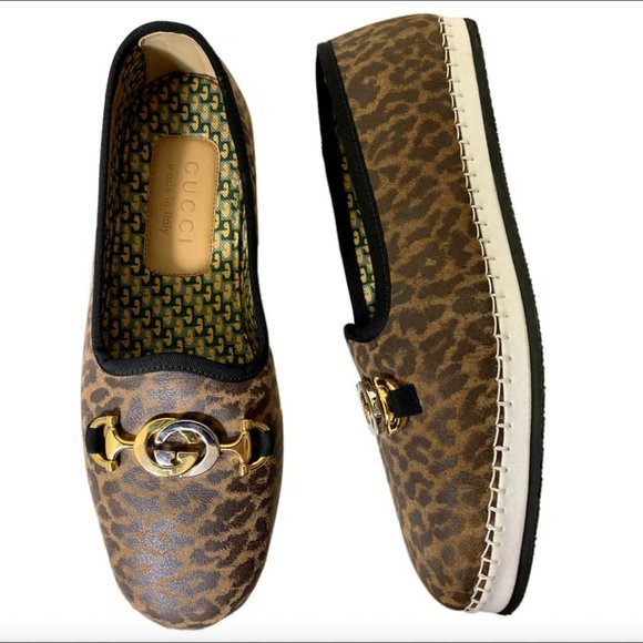 NWT - Gucci Leopard Mixed Metal Espadrilles Flats - Size 8 - Picture 5 of 7